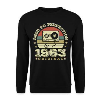 Original Vintage Jubiläumsgeschenkidee 1963 - Unisex Pullover - Schwarz - Vorne - Alina (178cm) & Michal (187cm)