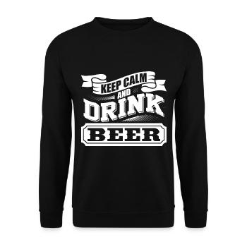 Keep calm and drink beer - Unisex Sweatshirt - black - Front - Alina (178cm) & Michal (187cm)