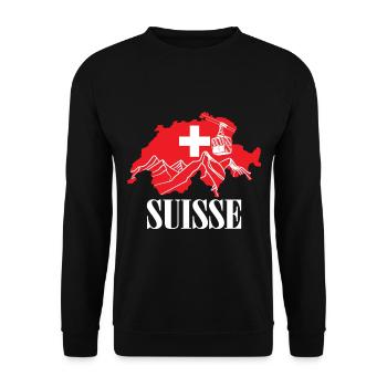 Suisse - Suisse Carte Drapeau Suisse - Sweat-shirt Unisexe - noir - Devant - Alina (178cm) & Michal (187cm)