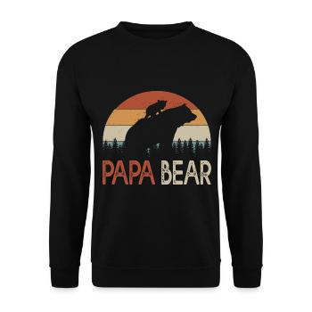 dad bear gift humor dad Dad's birthday - Unisex Sweatshirt - black - Front - Alina (178cm) & Michal (187cm)