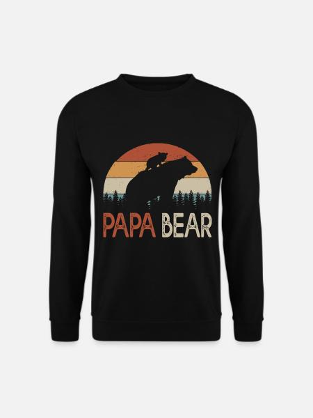 dad bear gift humor dad Dad's birthday - Unisex Sweatshirt - black