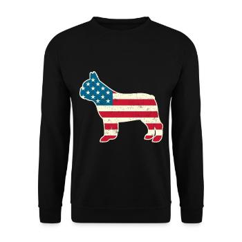 4 juillet Français Bulldog American Flag USA - Sweat-shirt Unisexe - noir - Devant - Alina (178cm) & Michal (187cm)