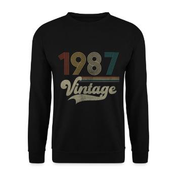 Vintage Anniversaire 1987 - Sweat-shirt Unisexe - noir - Devant - Alina (178cm) & Michal (187cm)