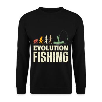 Fishing Evolution Dad Fisherman for Father's Day - Unisex Pullover - Schwarz - Vorne - Alina (178cm) & Michal (187cm)