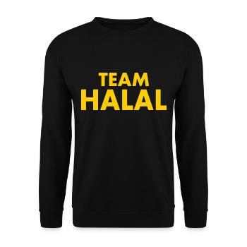 Team halal - Unisex Pullover - Schwarz - Vorne - Alina (178cm) & Michal (187cm)