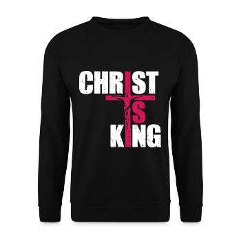 Le Christ est roi Foi chrétienne Religieux - Sweat-shirt Unisexe - noir - Devant - Alina (178cm) & Michal (187cm)