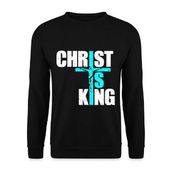 Le Christ est roi Foi chrétienne Religieux - Sweat-shirt Unisexe - noir - Devant - Alina (178cm) & Michal (187cm)