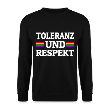 Toleranz Und Respekt Gay Rights LGBTQ Regenbogen - Unisex Pullover - Schwarz - Vorne - Alina (178cm) & Michal (187cm)