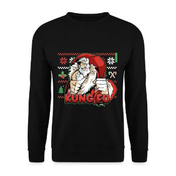 Kung Fu Santa Ugly Cristmas Design for a Martial - Unisex Pullover - Schwarz - Vorne - Alina (178cm) & Michal (187cm)