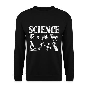 Wissenschaft Es ist eine Mädchensache Wissenschaftlerin Mädchen - Unisex Pullover - Schwarz - Vorne - Alina (178cm) & Michal (187cm)