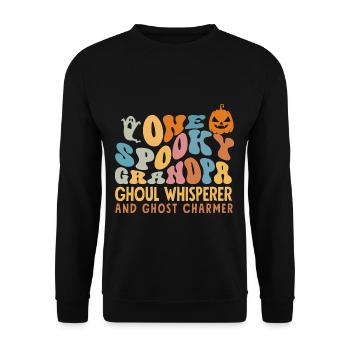 One Spooky Grandpa Father Retro Halloween Costume - Unisex Sweatshirt - black - Front - Alina (178cm) & Michal (187cm)