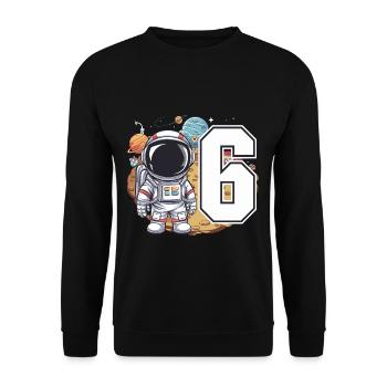 6e anniversaire astronaute aventure spatiale pour les garçons - Sweat-shirt Unisexe - noir - Devant - Alina (178cm) & Michal (187cm)