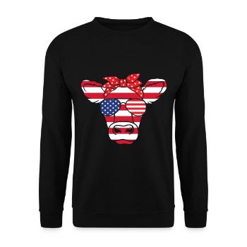 American Cow Farmer USA July 4 - Unisex Sweatshirt - black - Front - Alina (178cm) & Michal (187cm)
