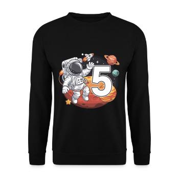 5e anniversaire Astronaute Aventure spatiale pour les garçons - Sweat-shirt Unisexe - noir - Devant - Alina (178cm) & Michal (187cm)