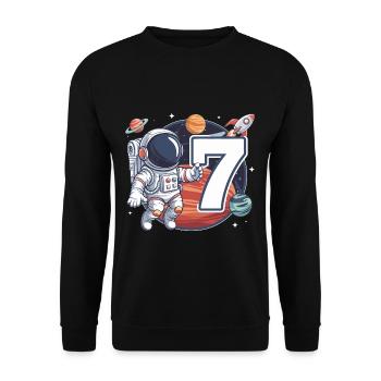 7th Birthday Astronaut Space Adventure for Boys - Unisex Pullover - Schwarz - Vorne - Alina (178cm) & Michal (187cm)