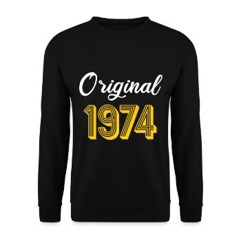1974 né Né 1974 Cadeau Anniversaire - Sweat-shirt Unisexe - noir - Devant - Alina (178cm) & Michal (187cm)