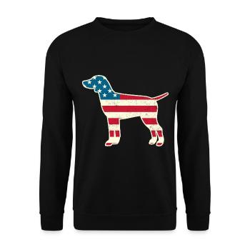 4th of July German Pointer American Flag Dog USA - Unisex Pullover - Schwarz - Vorne - Alina (178cm) & Michal (187cm)