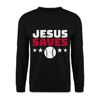 Jesus Baseball Humor Christian - Unisex Sweatshirt - black - Front - Alina (178cm) & Michal (187cm)