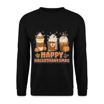Hallothanksmas Coffee Halloween Christmas - Unisex Sweatshirt - black - Front - Alina (178cm) & Michal (187cm)