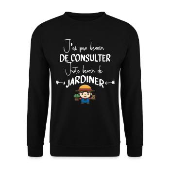 Jardinage Jardinier Jardin Citations Humour Cadeau - Sweat-shirt Unisexe - noir - Devant - Alina (178cm) & Michal (187cm)