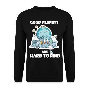 Good Planets are hard to find | Climate protection - Unisex Sweatshirt - black - Front - Alina (178cm) & Michal (187cm)