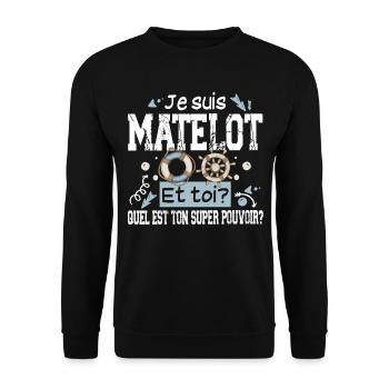 Matelot Super Pouvoir Militaire Marine Nationale - Sweat-shirt Unisexe - noir - Devant - Alina (178cm) & Michal (187cm)