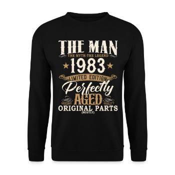 1983 Vintage Homme Mythe Légende Anniversaire - Sweat-shirt Unisexe - noir - Devant - Alina (178cm) & Michal (187cm)