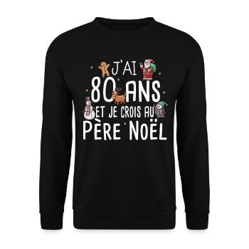 80 Ans Anniversaire Cadeau Père Noël Humour - Sweat-shirt Unisexe - noir - Devant - Alina (178cm) & Michal (187cm)