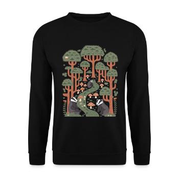 Cottagecore Forest Landscape with Badgers - Unisex Sweatshirt - black - Front - Alina (178cm) & Michal (187cm)