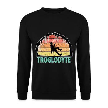 Troglodyte drôle de spéléologie - Spéléologie des nids-de-poule - Sweat-shirt Unisexe - noir - Devant - Alina (178cm) & Michal (187cm)