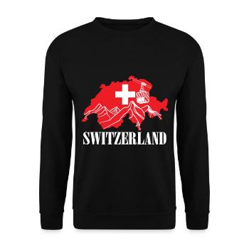 Schweiz Karte Schweizer Flagge - Unisex Pullover - Schwarz - Vorne - Alina (178cm) & Michal (187cm)