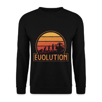 Evolution of man Drums Band Retro Vintage Drummer - Unisex Pullover - Schwarz - Vorne - Alina (178cm) & Michal (187cm)