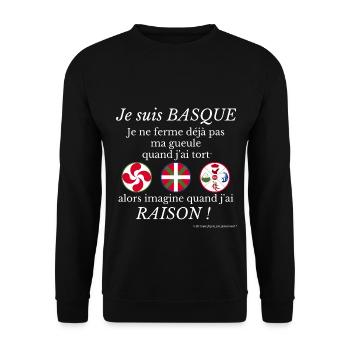 Je suis Basque je ne ferme déjà pas ma gueule... - Sweat-shirt Unisexe - noir - Devant - Alina (178cm) & Michal (187cm)
