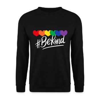 Soyez gentil Rainbow Hearts - Sweat-shirt Unisexe - noir - Devant - Alina (178cm) & Michal (187cm)