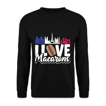 I Love Macaron Paris France Patisserie - Unisex Sweatshirt - black - Front - Alina (178cm) & Michal (187cm)