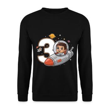 3rd Birrdday Astronaut Space Adventure for Boys - Unisex Pullover - Schwarz - Vorne - Alina (178cm) & Michal (187cm)