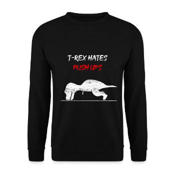 T-Rex has push ups - Unisex Sweatshirt - black - Front - Alina (178cm) & Michal (187cm)