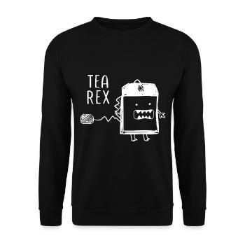 Funny Tea Saying Trex Dinosaur - Unisex Sweatshirt - black - Front - Alina (178cm) & Michal (187cm)