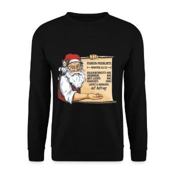 Funny hairdresser price list for Christmas 2022 - Unisex Sweatshirt - black - Front - Alina (178cm) & Michal (187cm)