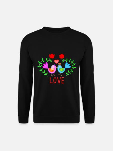 Hochzeit Vögel Hochzeitsmotiv heiraten Liebe Ehe - Unisex Pullover - Schwarz