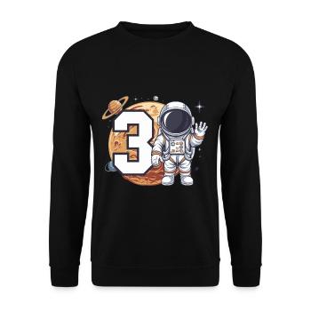3rd Birrdday Astronaut Space Adventure for Boys - Unisex Pullover - Schwarz - Vorne - Alina (178cm) & Michal (187cm)