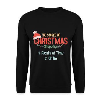 Funny Stages Of Christmas Shopping Pajama - Unisex Sweatshirt - black - Front - Alina (178cm) & Michal (187cm)