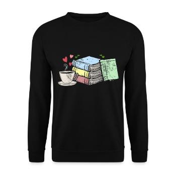 Drawing coffee and books bookworms gifts - Unisex Sweatshirt - black - Front - Alina (178cm) & Michal (187cm)