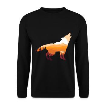 Heulender Wolf Natur Wandern Camping Berge - Unisex Pullover - Schwarz - Vorne - Alina (178cm) & Michal (187cm)