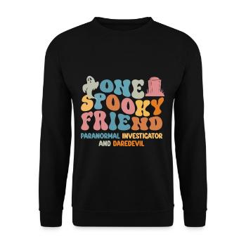 One Spooky Friend Retro Halloween Costume - Unisex Pullover - Schwarz - Vorne - Alina (178cm) & Michal (187cm)