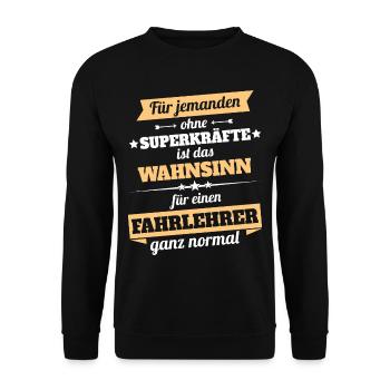 Fahrlehrer - Held - Unisex Pullover - Schwarz - Vorne - Alina (178cm) & Michal (187cm)