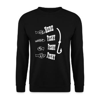 PÊCHE, PÊCHE PÊCHE, ICI FISHY FICHY ... - Sweat-shirt Unisexe - noir - Devant - Alina (178cm) & Michal (187cm)