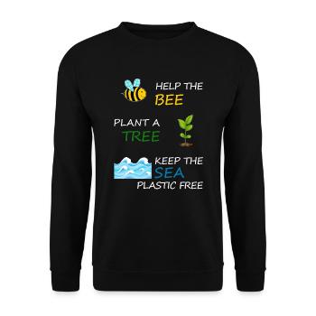 Help the bee, plans a tree and plastic free sea - Unisex Sweatshirt - black - Front - Alina (178cm) & Michal (187cm)
