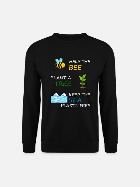 Help the bee, plant a tree and plastic free Sea - Unisex Pullover - Schwarz