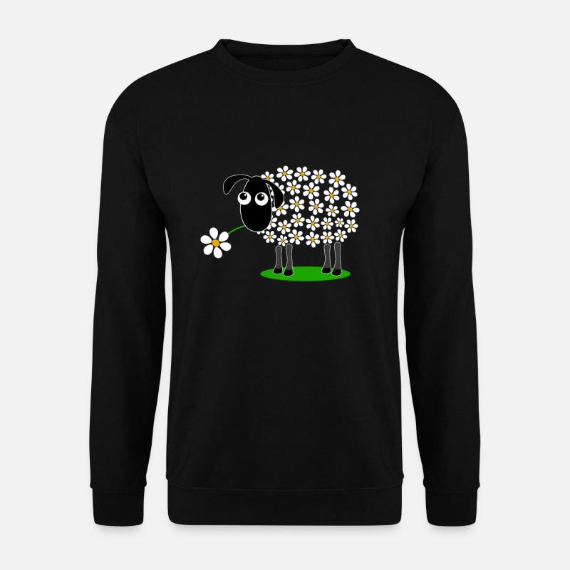 Schaf mit Blumen statt Wolle - Geschenk - Unisex Pullover - Schwarz